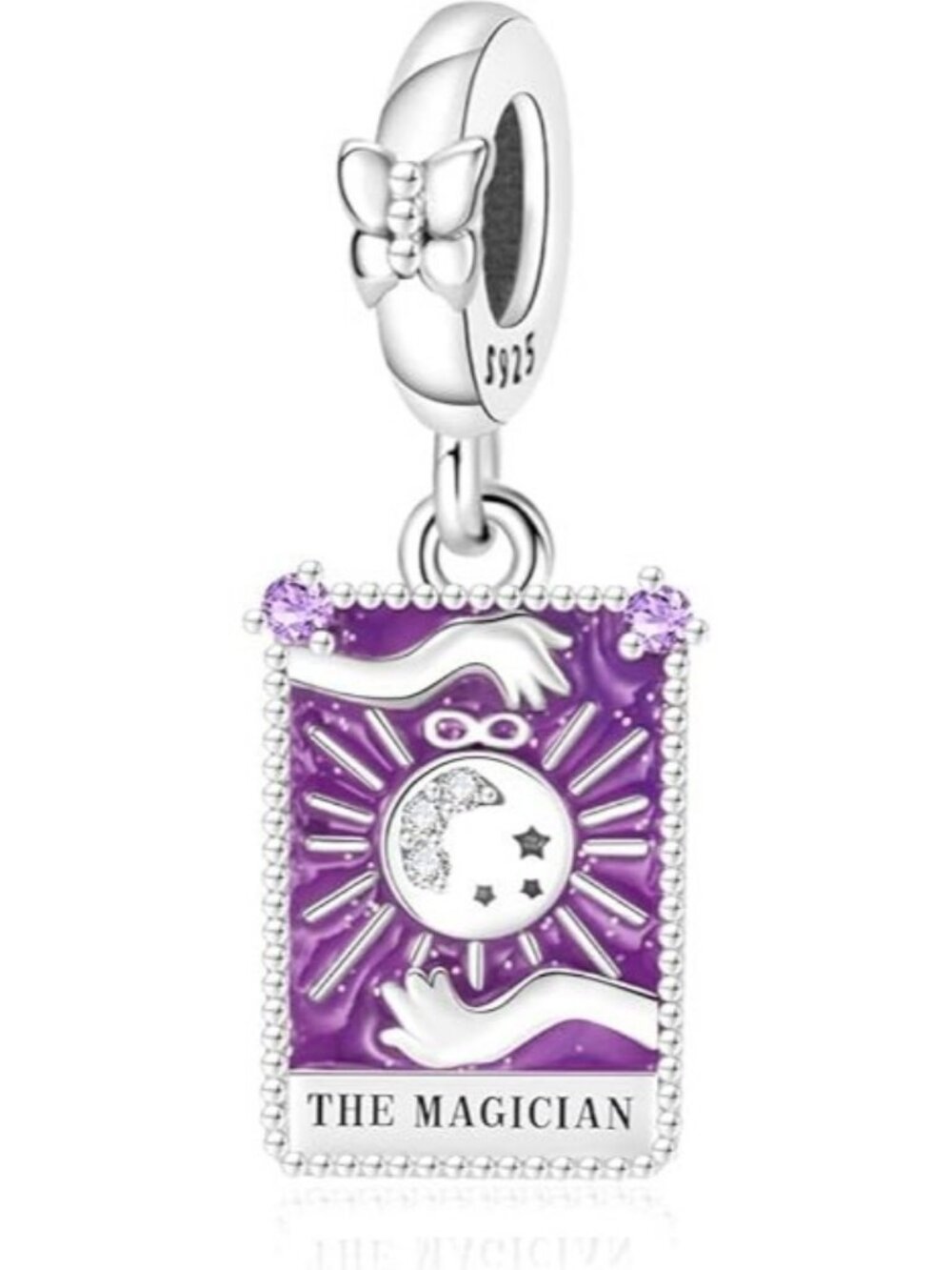 Tarot Cards Magician Dangle Charm 925 Sterling Silver Charm